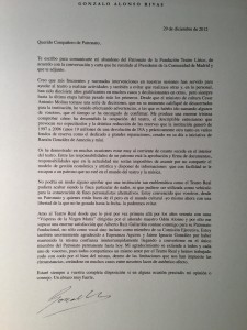 Carta dimision TR foto
