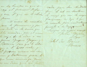 Carta manuscrita de Gayarre 