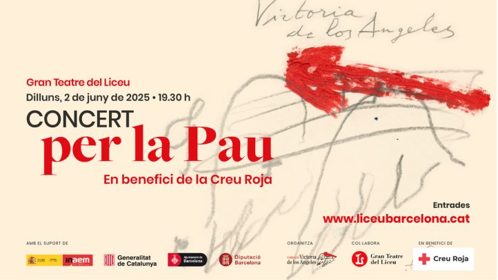 El Concierto por la Paz, una iniciativa de la Fundación Victoria de los Ángeles en colaboración con el Gran Teatre del Liceu, vuelve a reunir a las principales instituciones culturales del país en beneficio de la Cruz Roja. El encuentro será un canto a la paz y una condena a todo tipo de conflicto bélico, apostando por la música como elemento universal de cohesión, entendimiento y convivencia entre los pueblos. El concierto cuenta con el contratenor Jakub Józef Orliński como embajador y la participación de Helen Charlston y Ofelia Sala, con directores musicales como Josep Pons, Jordi Savall, Antoni Ros-Marbà, Jordi Mora, Daniel Mestre, Maria Mauri o Pedro Pardo, entre otros.