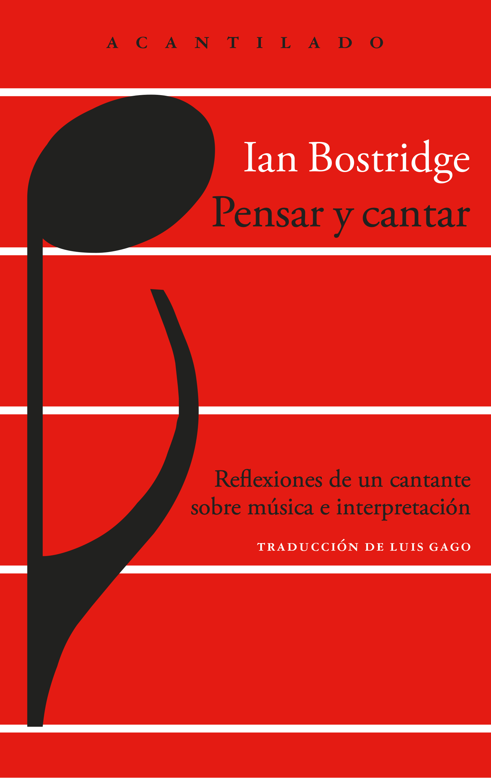 Pensar y cantar. Reflexiones de un cantante sobre música e interpretación, de Ian Bostridge Traducción de Luis Lago. Primera edición octubre de 2025. Acantilado. 152 páginas. ISBN 978-8419958-87-7
