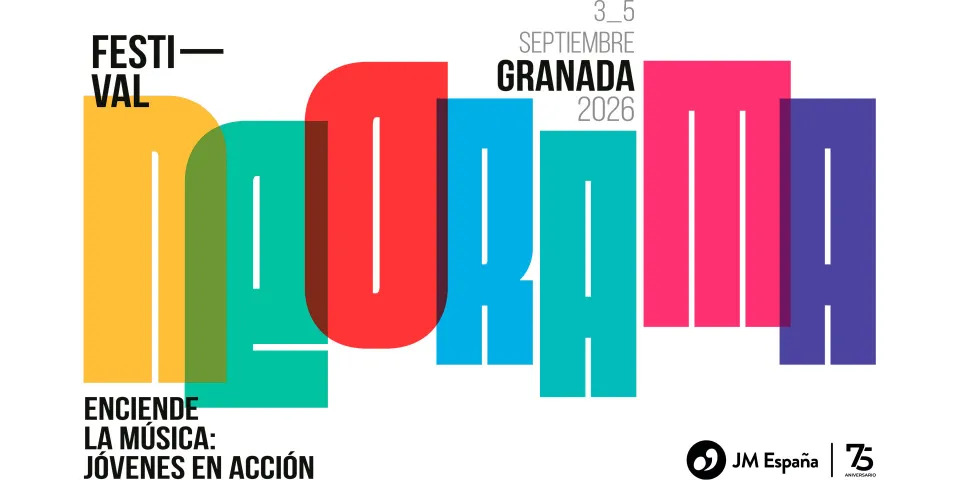 Granada se convertirá del 3 al 5 de septiembre en punto de encuentro del talento musical joven con la primera edición del Festival Neorama, una iniciativa de la Confederación de Juventudes Musicales de España que reunirá a 350 jóvenes artistas en 40 conciertos y 12 actividades formativas y divulgativas. El Teatro del Generalife será el escenario de la inauguración, protagonizada por la JM World Orchestra, junto al Coro de Ópera de Granada, bajo la dirección de David Fernández Caravaca. La programación recorrerá estilos como la música clásica, el flamenco, el jazz, el rock, el indie, la electrónica o el folk en 18 espacios emblemáticos de la ciudad.
